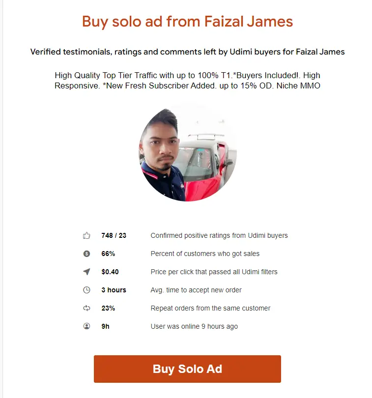 Faizal James Solo Ads Page