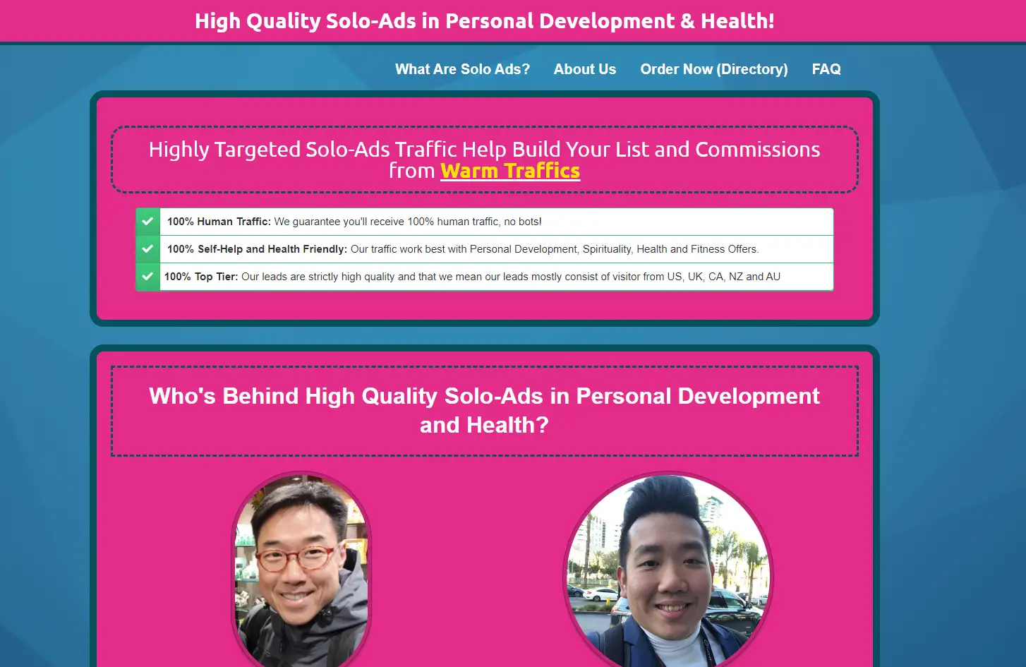 Personal Development Solo Ads Homepage