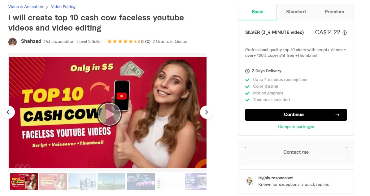 Shahzad Youtube Cash Cow Fiverr Gig