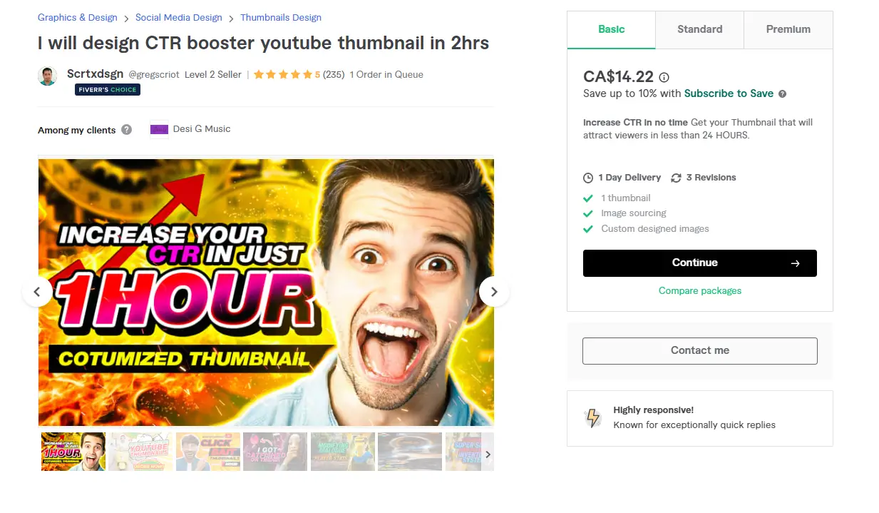 Thumbnail Editting Fiverr Page