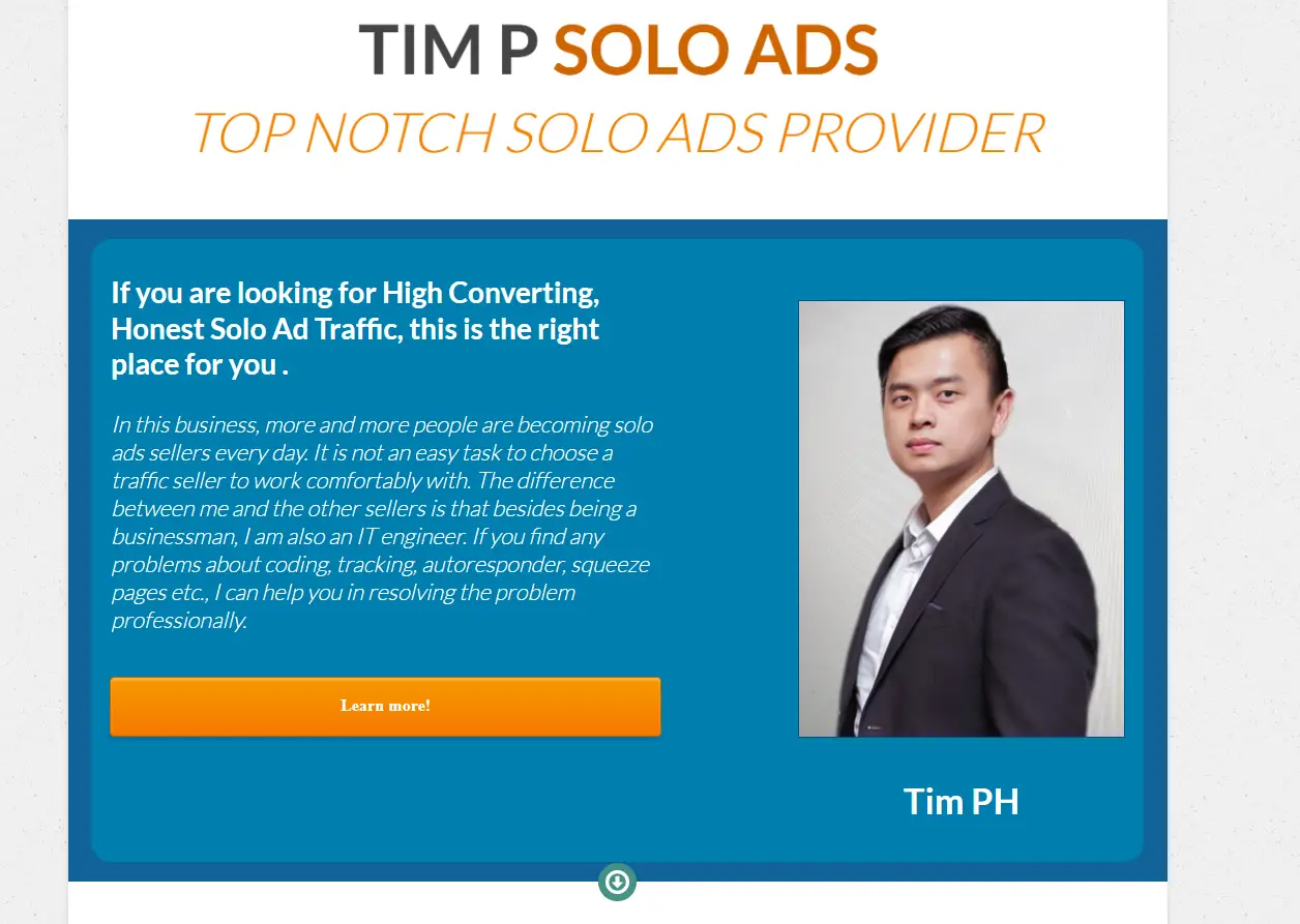 Tim P Solo Ads Homepage